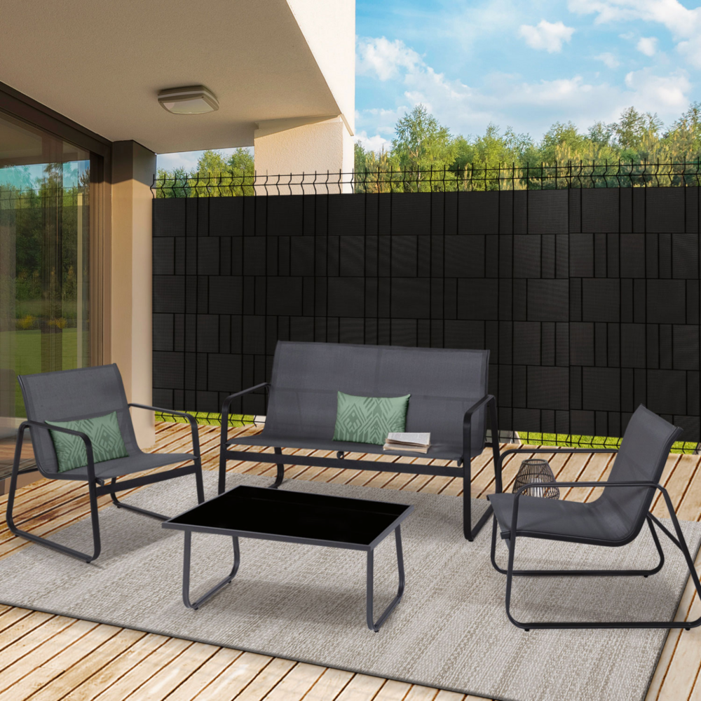 Kit de lamelles occultantes pvc souples noires horizontales 35 m