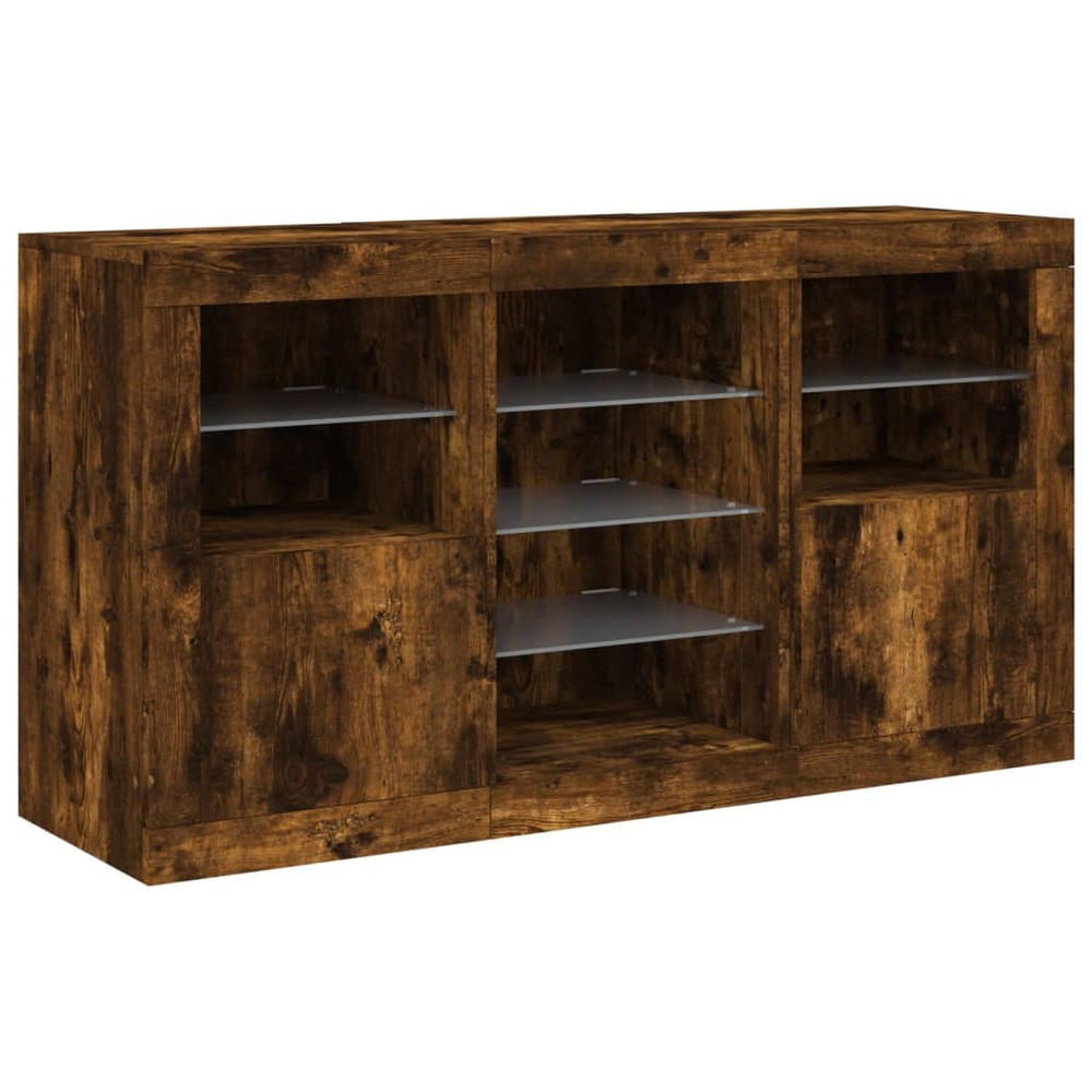 Buffet bahut commode armoire meuble de rangement organisateur cuisine salle de séjour salon avec lumières led 123 x 37 x 67 c