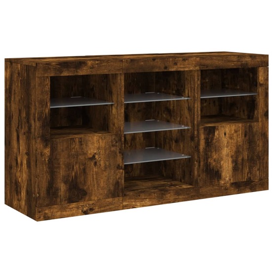 Buffet bahut commode armoire meuble de rangement organisateur cuisine salle de séjour salon avec lumières led 123 x 37 x 67 c