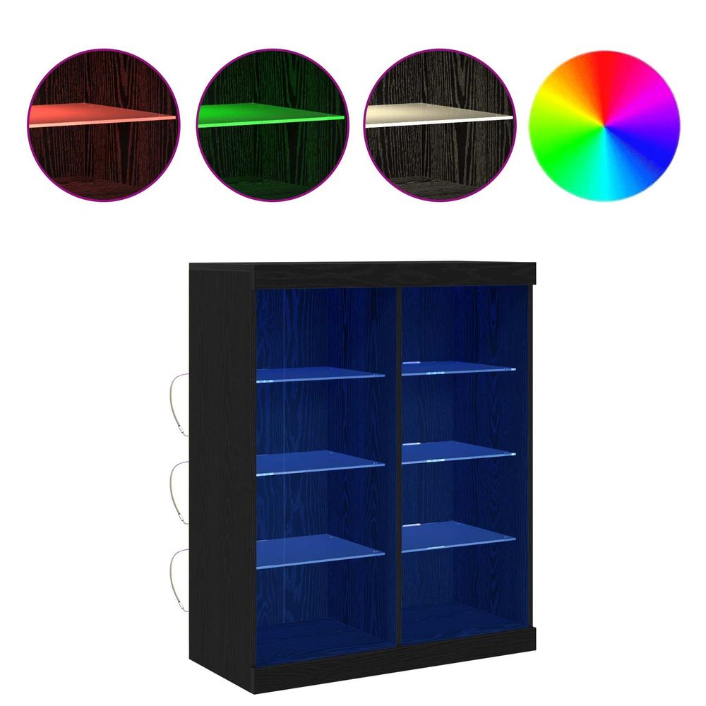 Buffet led chêne noir 81 x 37 x 100 cm bois d'ingénierie