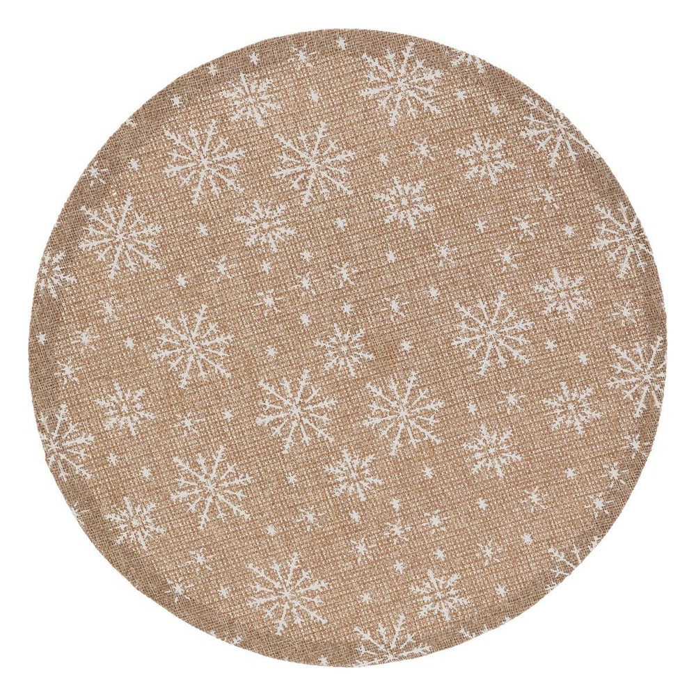 Set de table d.38cm effet jute flocon blanc