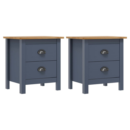 Tables de chevet hill 2 pcs gris 46x35x49,5 cm bois de pin