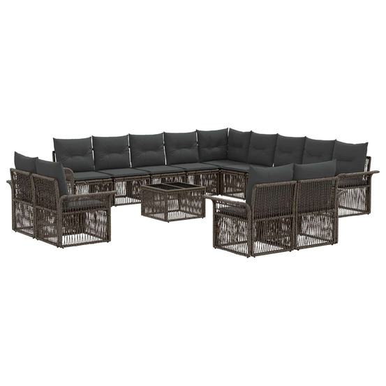 Ensemble de canapé de jardin 14 pcs gris et gris foncé