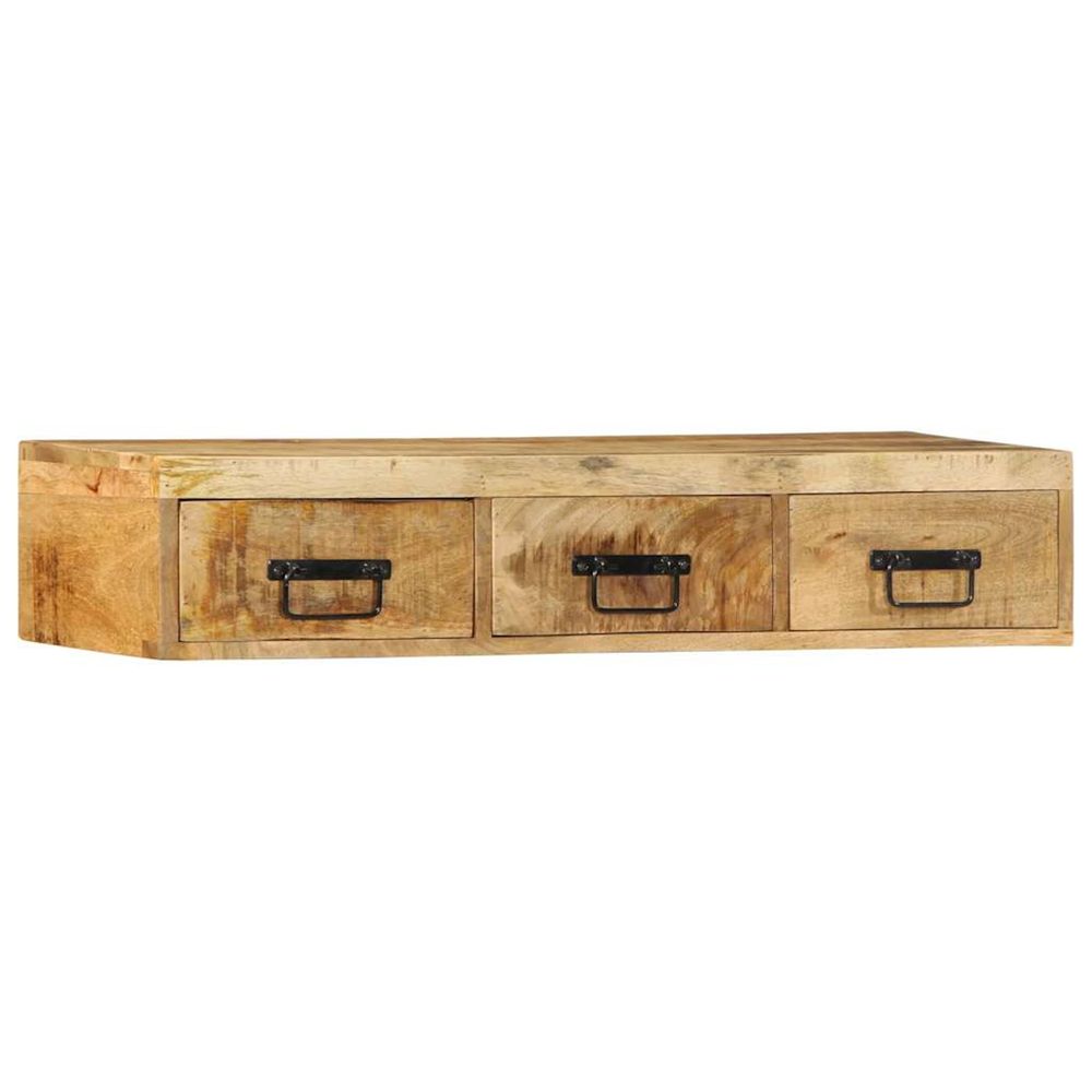 Meuble tv mural 100x30x19 cm bois massif de manguier brut
