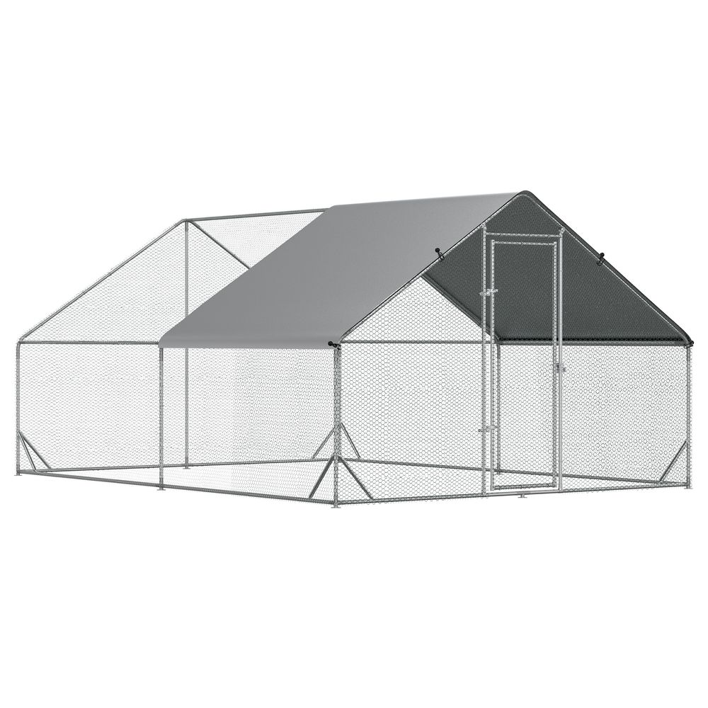 Enclos poulailler acier galvanisé 3 x 4 x 2 m poules canards lapins toit ombragé