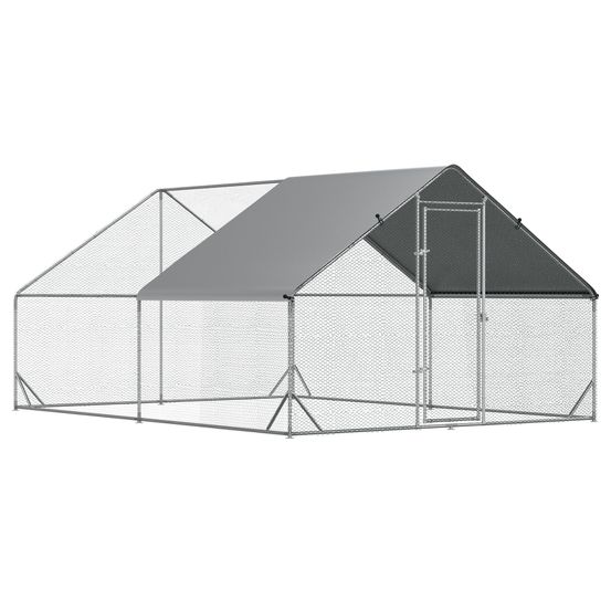 Enclos poulailler acier galvanisé 3 x 4 x 2 m poules canards lapins toit ombragé