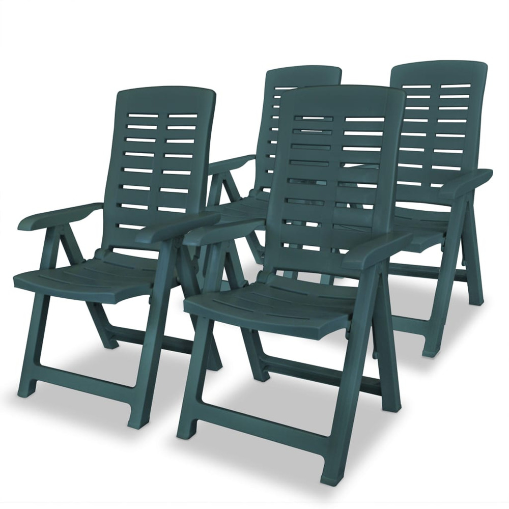 Chaises inclinables de jardin lot de 4 plastique vert