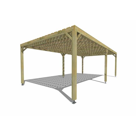 Pergola bois • 8m x 4m • indépendante • sens profondeur • platelage bois • livraison comprise