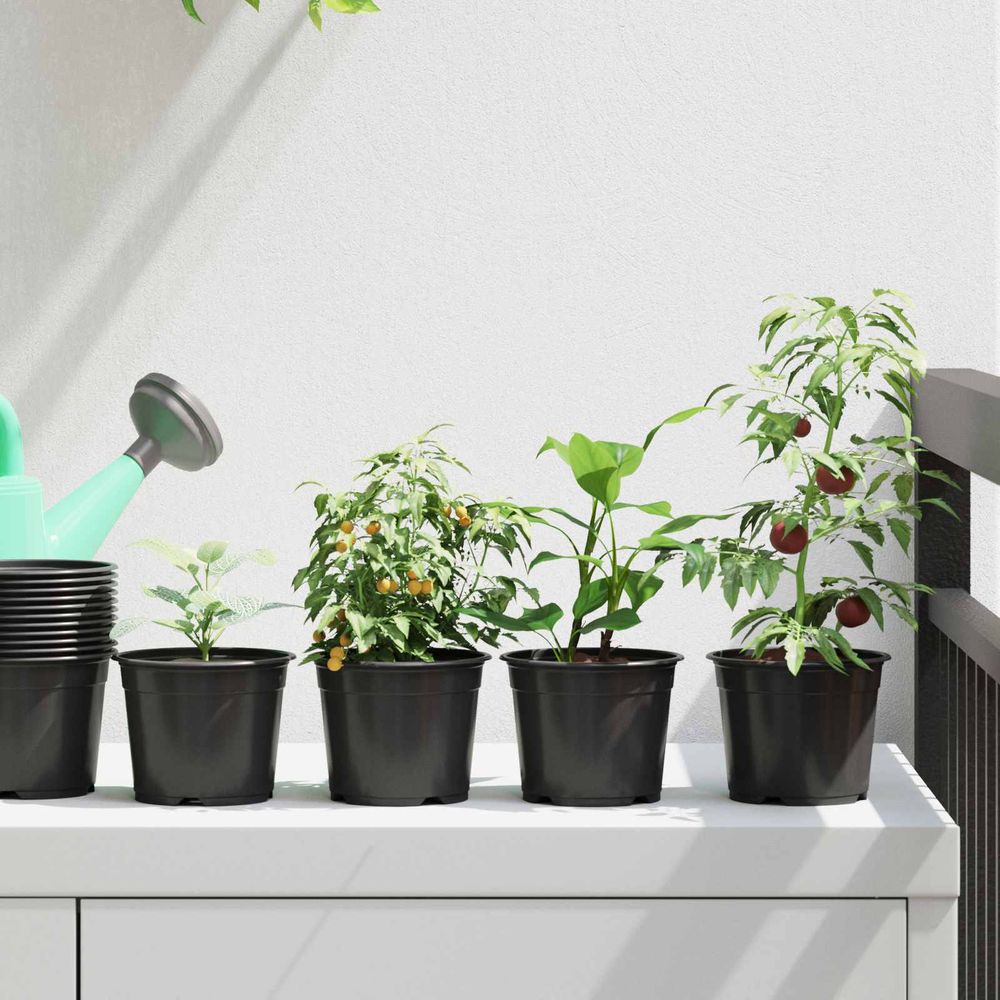 Lot de 200 pots de culture plastique pour semis intérieur extérieur drainage 10x8 cm noir