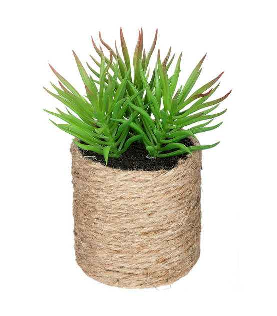 Plante verte artificielle pot en corde