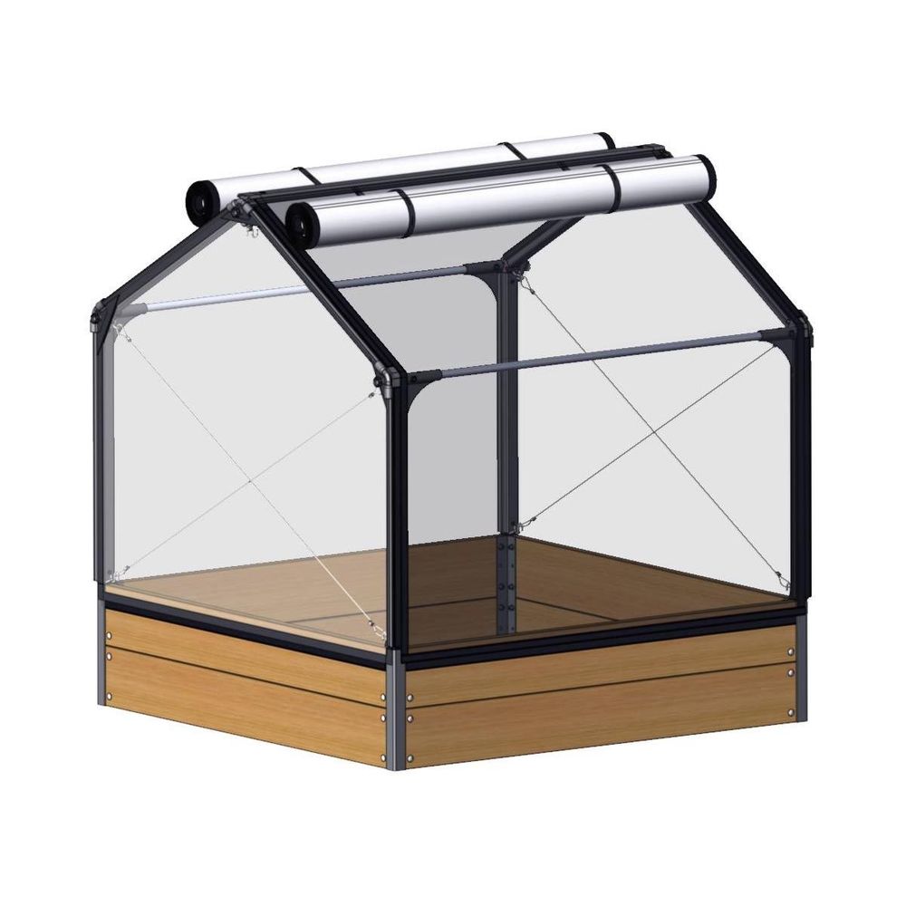 Carré potager premium en mélèze avec serre siberian longueur 120 cm