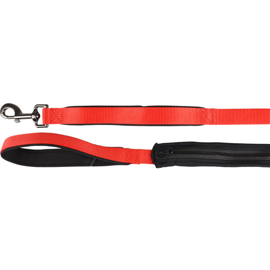 Laisse kayga rouge avec petit rangement 1.60 m x 25 mm. Pour chien