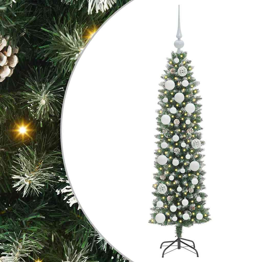 Arbre de noël artificiel slim avec 150 led vert et blanc 120 cm