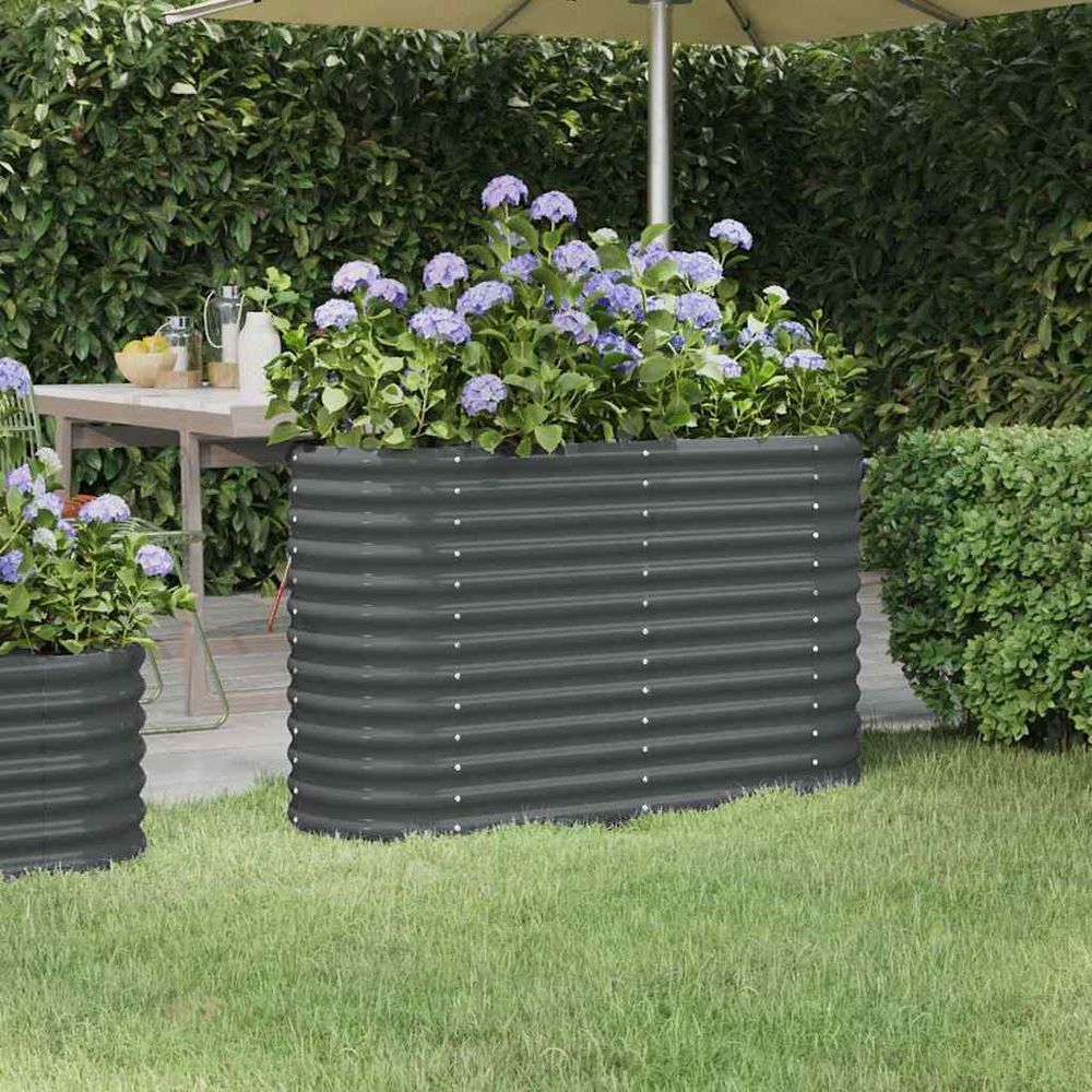 Potager surélevée acier potager jardin balcon anthracite 114x40x68 cm