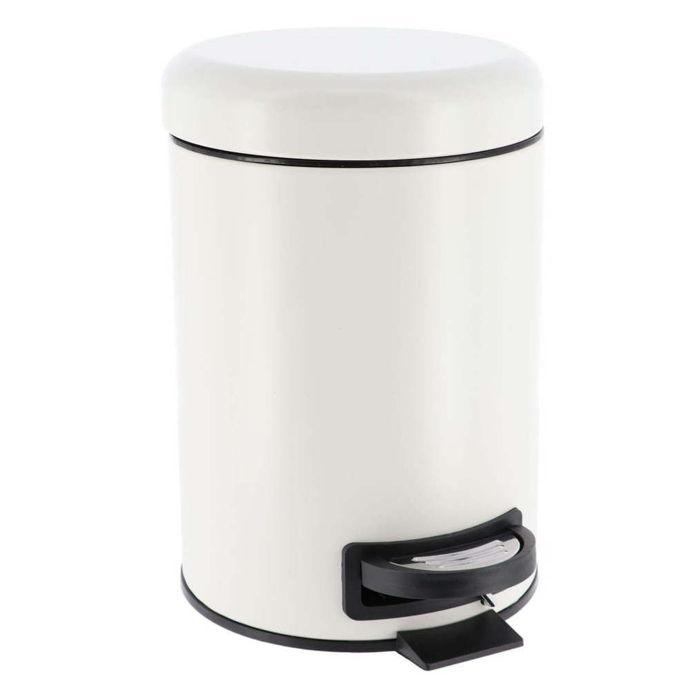 Poubelle metal frein de chute 3l - blanc mat