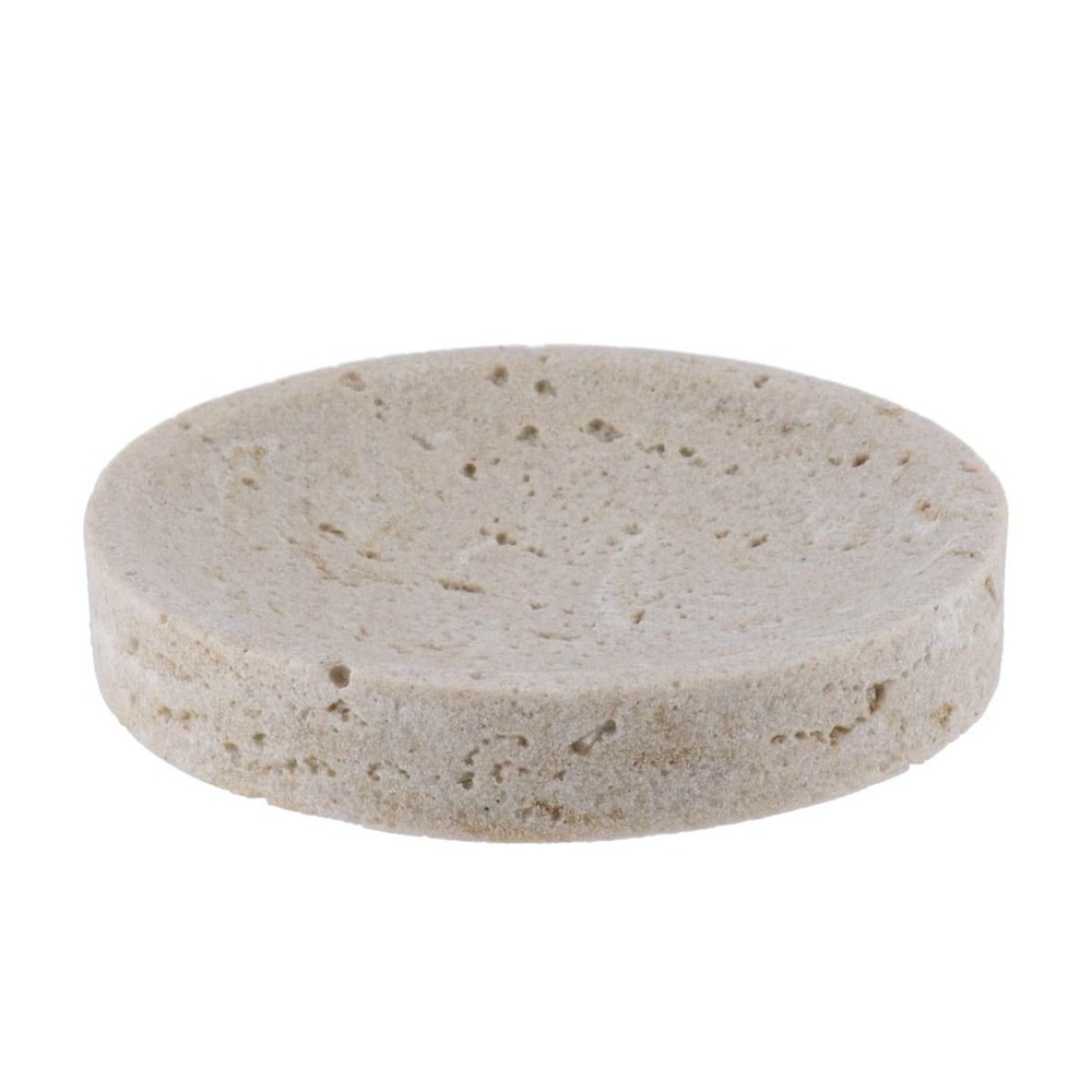 Porte savon en polyresine facon travertin - naturel