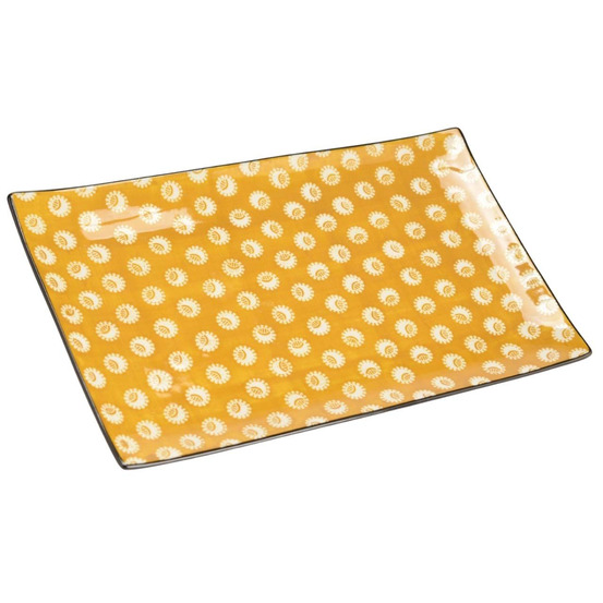Plat rectangulaire en grès à motifs imany