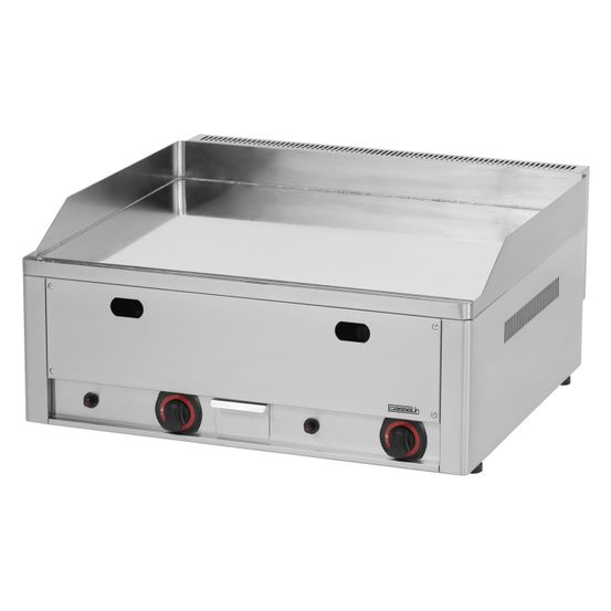 Plaque à snacker gaz lisse en chrome l 650 x p 480 mm - casselin