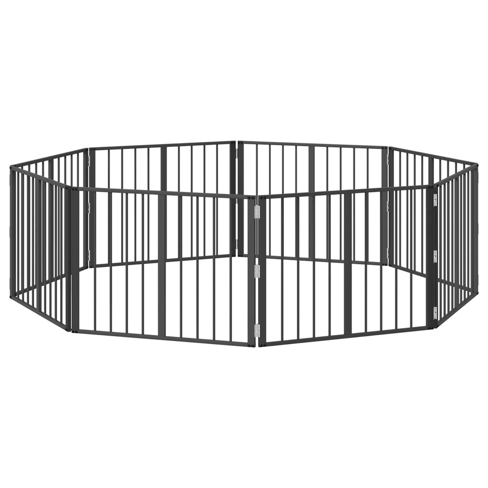 Porte pour chien 8 pcs noir 80 x 60 cm acier galvanisé