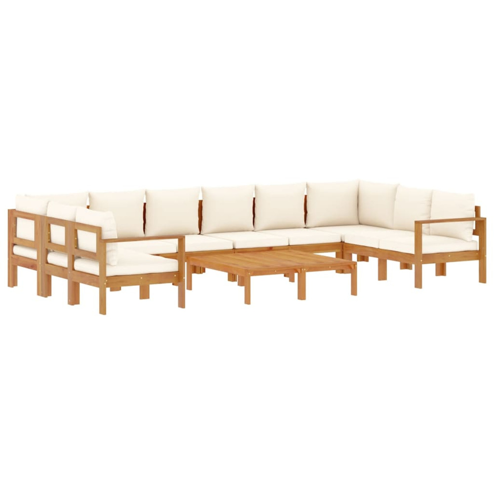 Salon de jardin avec coussins 8 pcs bois massif d'acacia