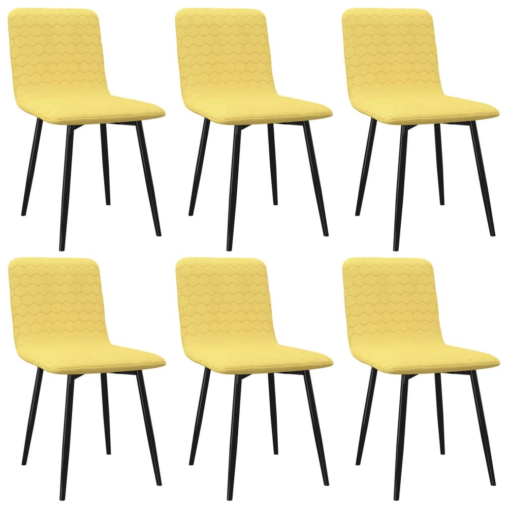 Chaises de salle à manger 6 pcs jaune tissu