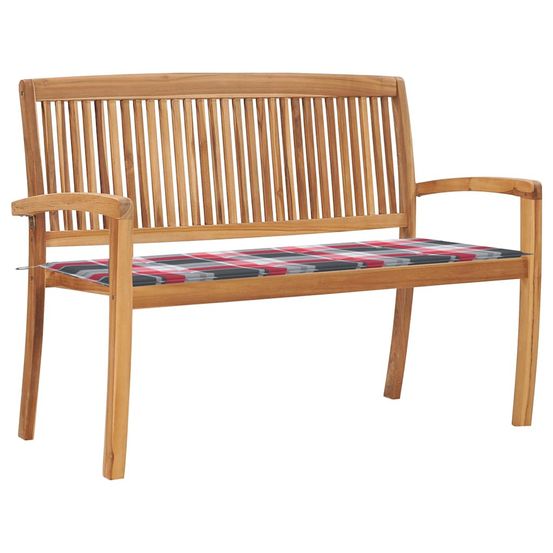 Banc de jardin empilable et coussin 128,5cm bois de teck massif