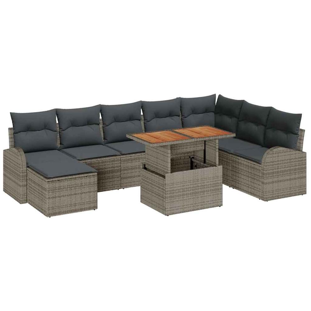 Ensemble de canapé de jardin 9 pc gris poly rotin
