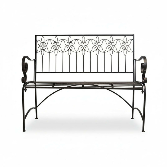 Banc jardin fer plein gris acier 114x46x91cm