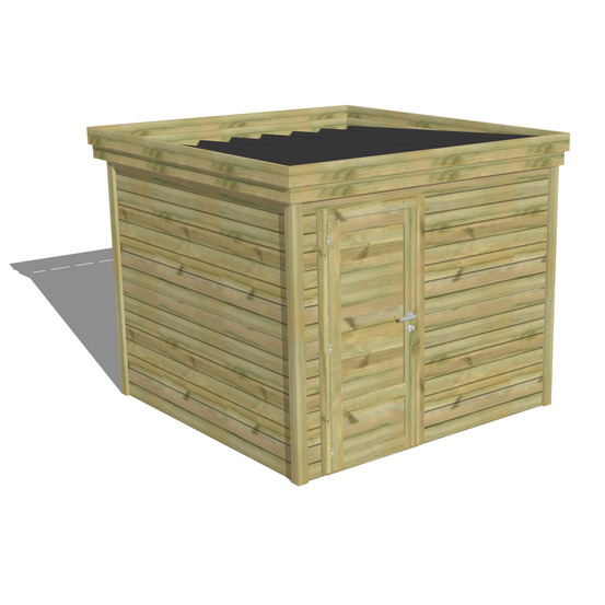 Abri de jardin bois pin traité autoclave 27mm - 2,64x2,64m / 7m2 - bac acier - abri français