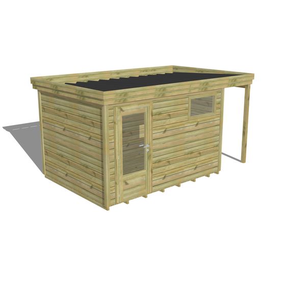 Abri de jardin bois pin traité autoclave 27mm - 4,44x2,64m / 12m2 - bac acier - plancher bois