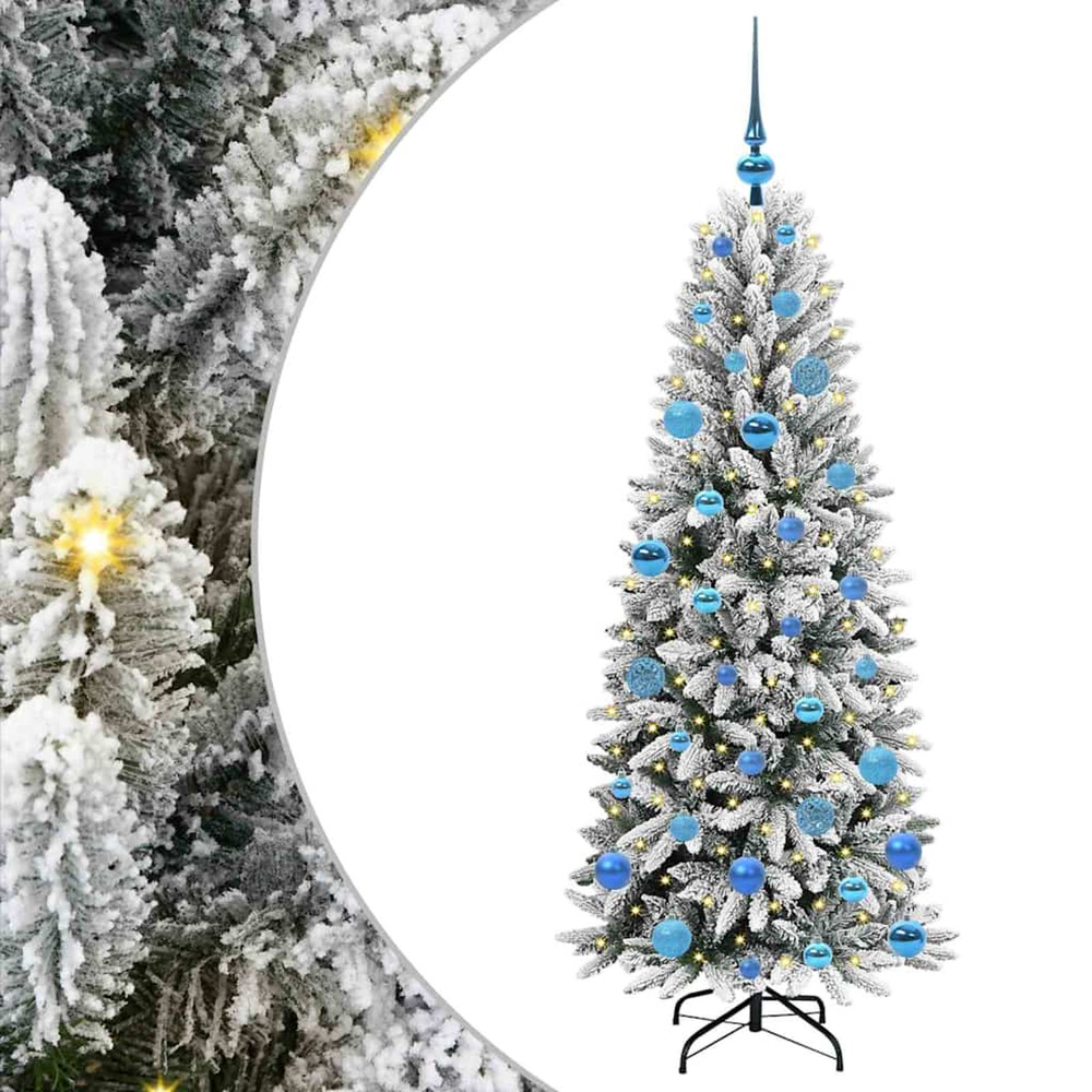Sapin de noël artificiel avec 150 led avec support blanc 150 cm