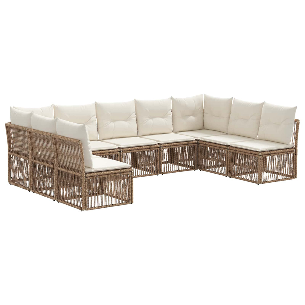 Ensemble de canapé de jardin 9 pcs beige polyrotin