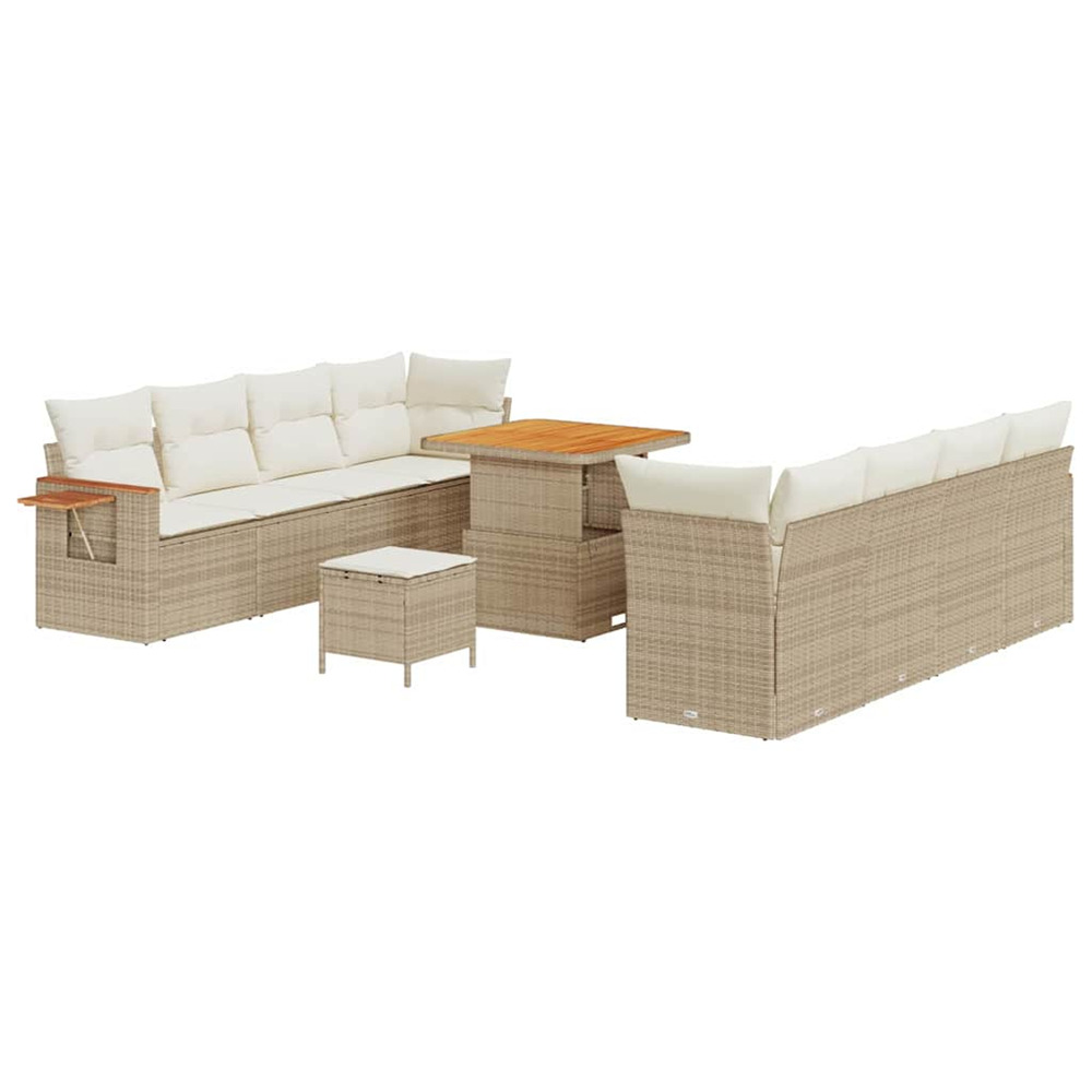 Ensemble de canapé de jardin avec coussin 11 pcs beige et crème