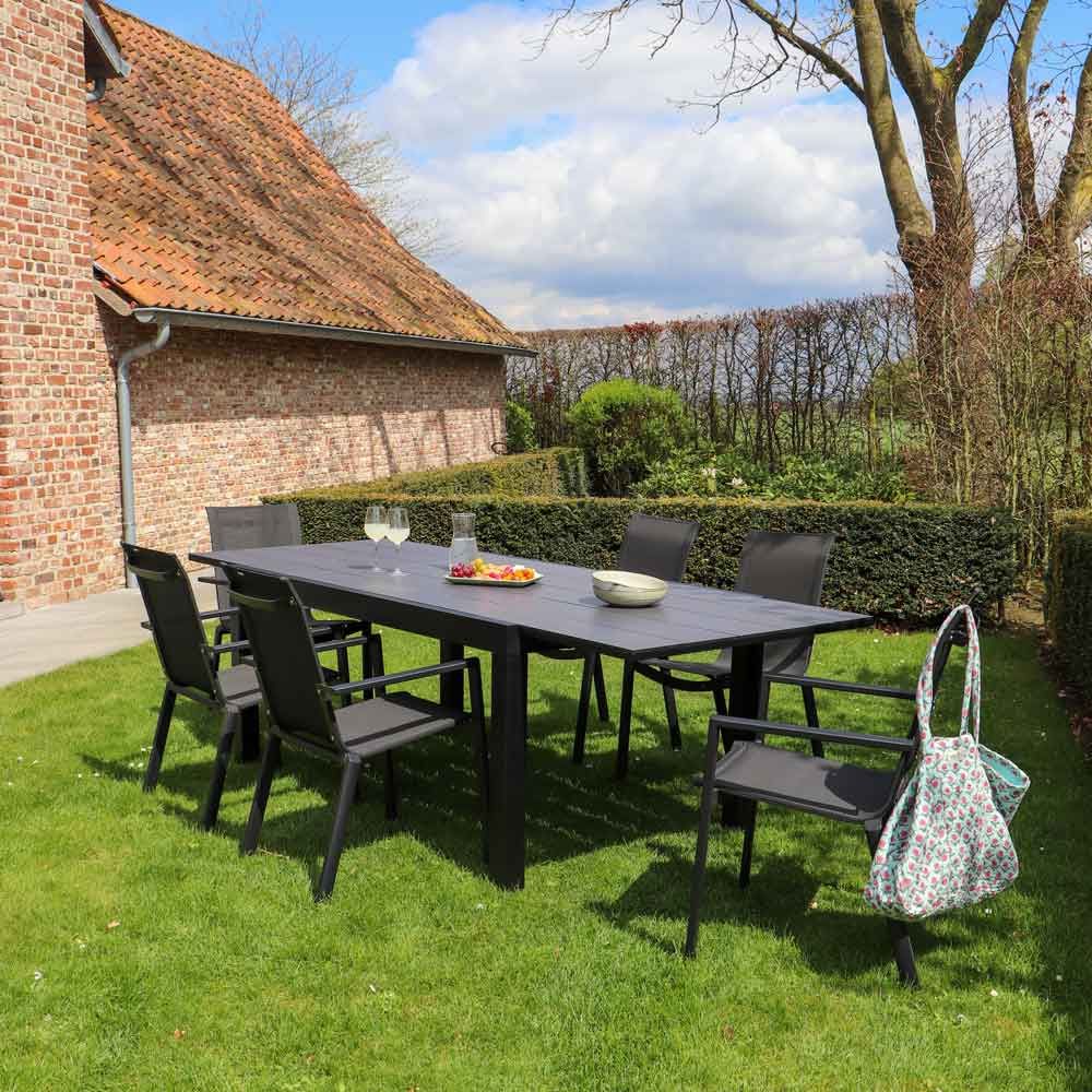 Ensemble de jardin en aluminium extensible 6/10p hpl