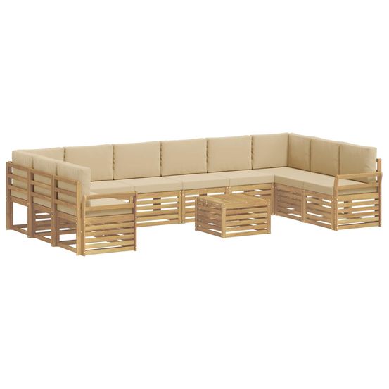 Ensemble de canapés d'extérieur 11 pc blanc et beige polyester