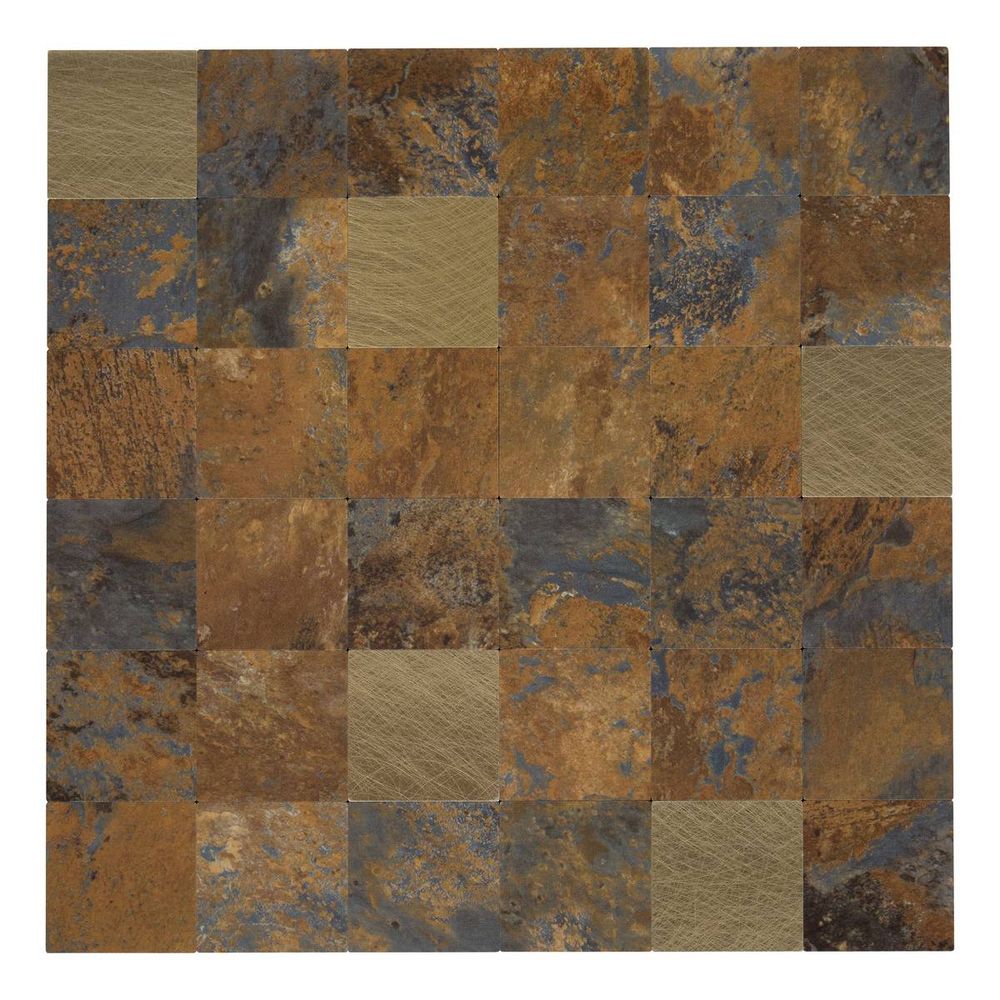 Lot de 2 stickers muraux mina 30x30cm carreaux marrons