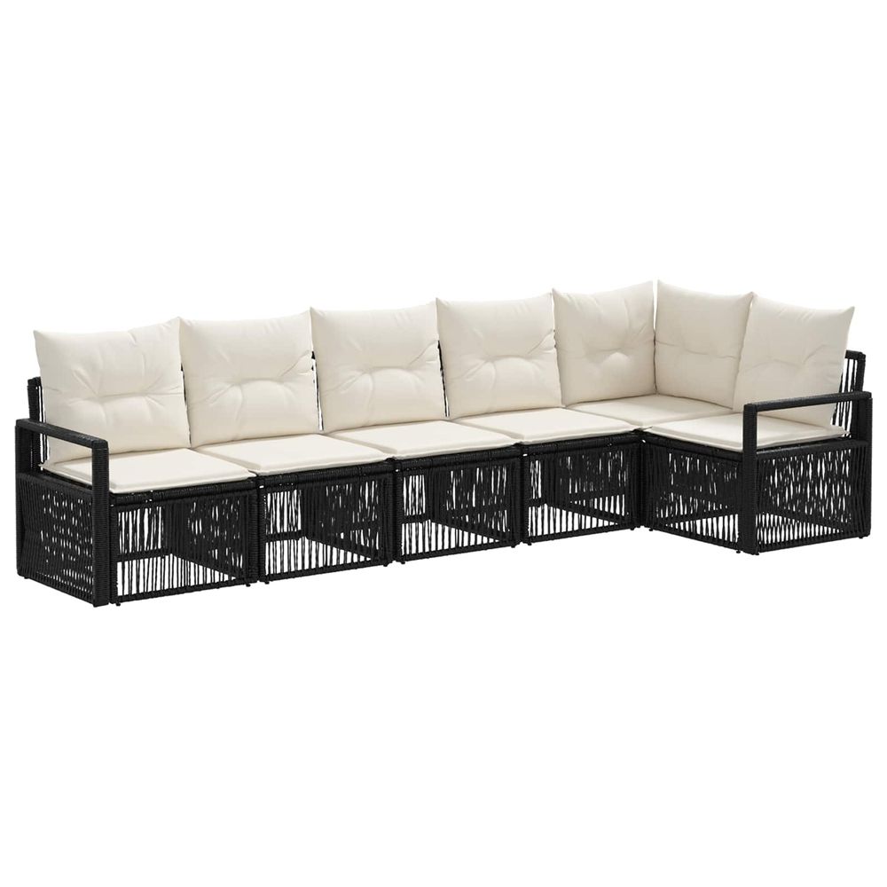 Ensemble de canapé de jardin 6 pc noir polyrotin
