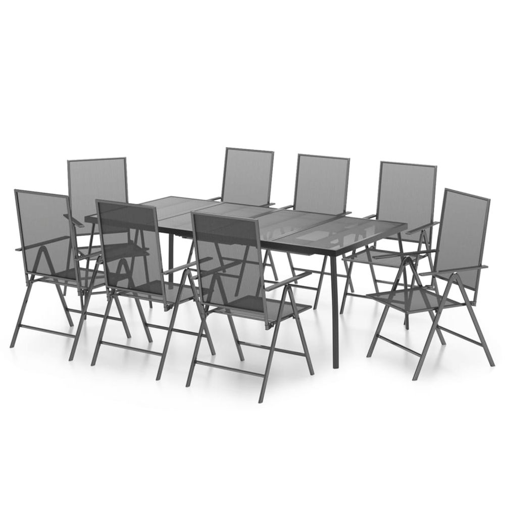 Ensemble à manger de jardin 9 pcs anthracite acier