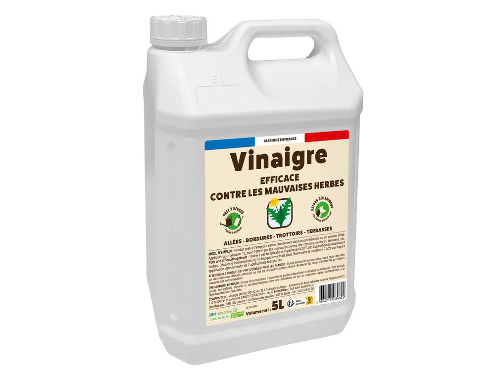 Vinaigre désherbant - prêt a verser - grand format - 5l - efficace contre les mauvaises herbes - substance de bases vinpav5