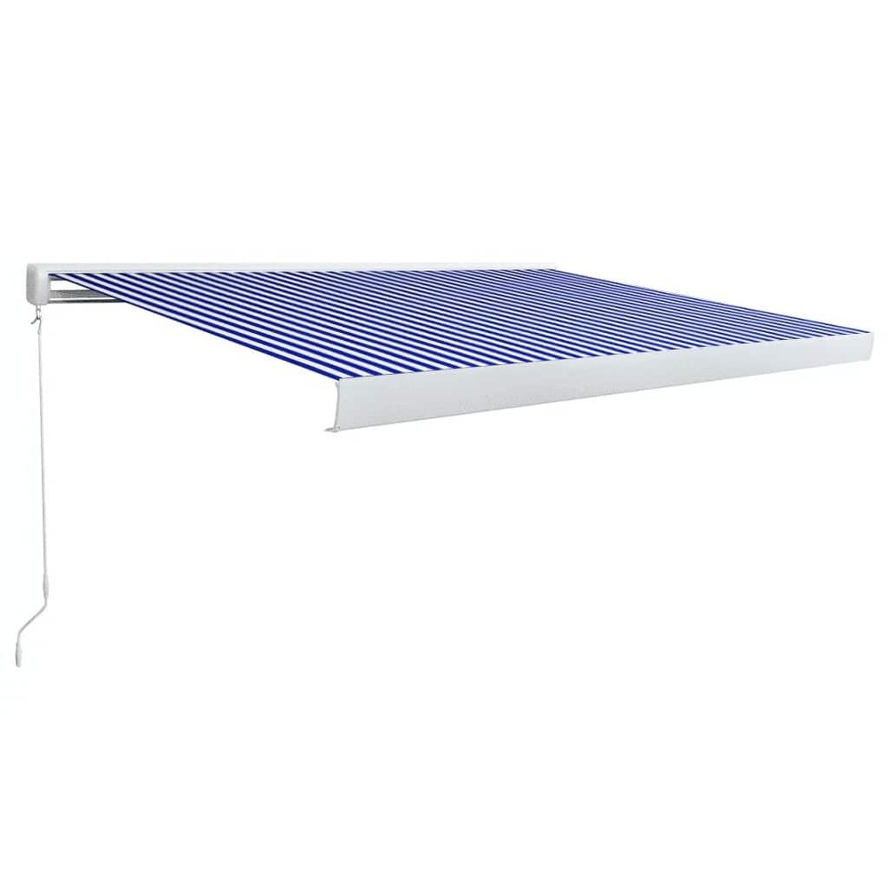 Store à cassette manuel 350x250 cm bleu et blanc