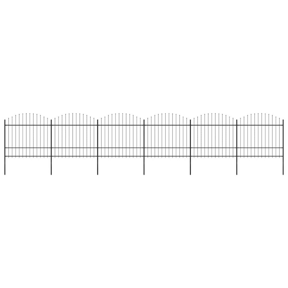 Clôture de jardin avec dessus en forme de lance en acier 1070 x 175 cm noir