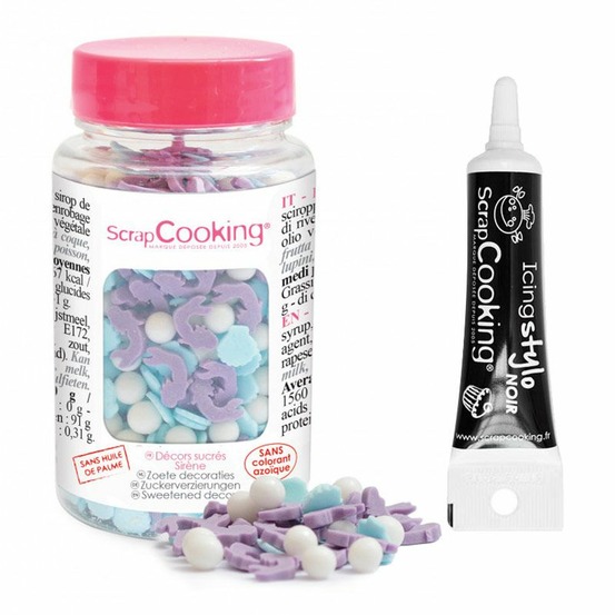 Décors sucrés sirène + stylo de glaçage noir