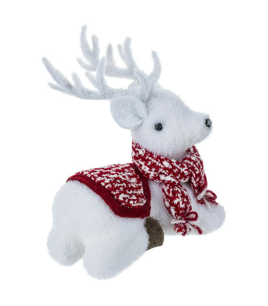 Déco de noël renne assis avec écharpe