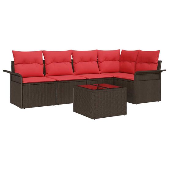 Ensemble de canapé de jardin 6 pc marron polyrotin