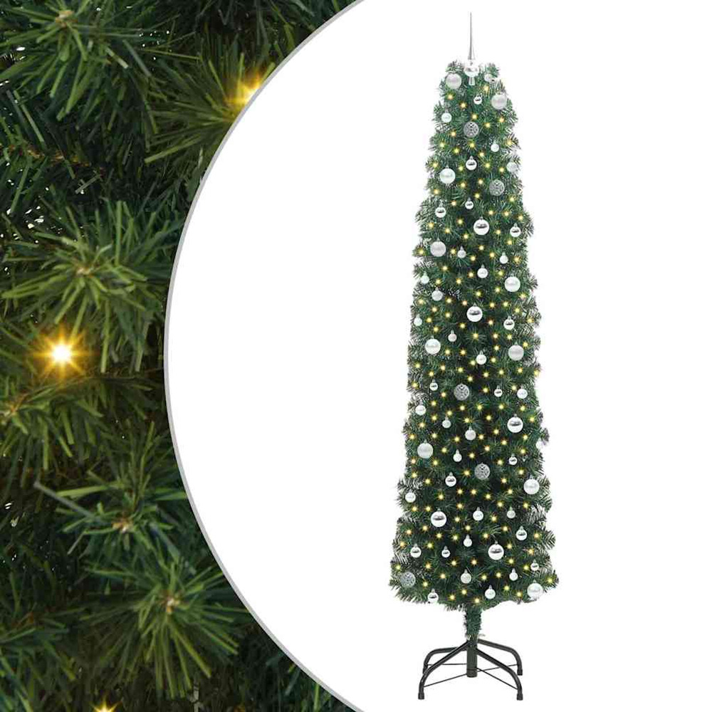 Sapin de noël artificiel vert 240 cm pvc et acier et plastique
