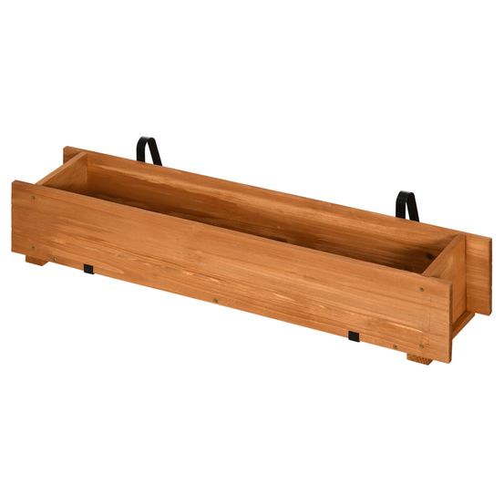Jardinière suspendue en bois de sapin pour balcon balustrade avec crochets 91 cm naturel