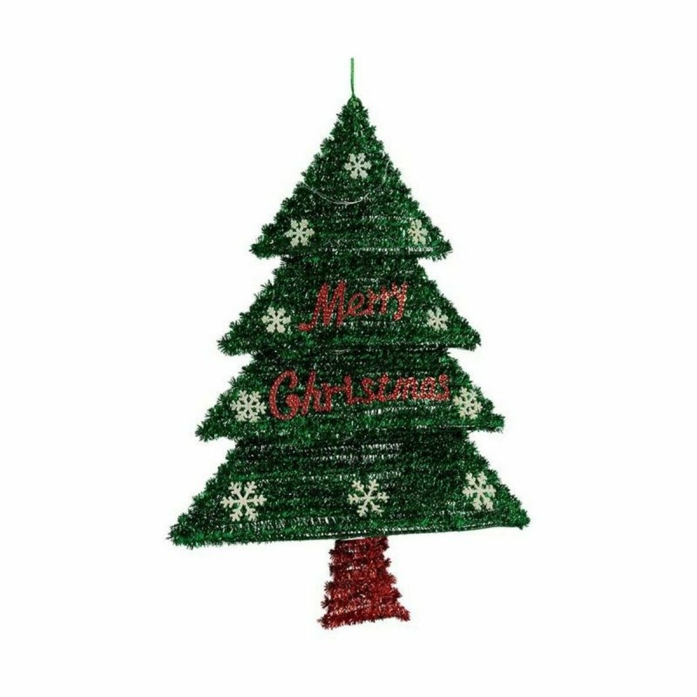 Décoration sapin de noël 44 x 58,8 x 7 cm rouge argenté vert plastique polypropylène