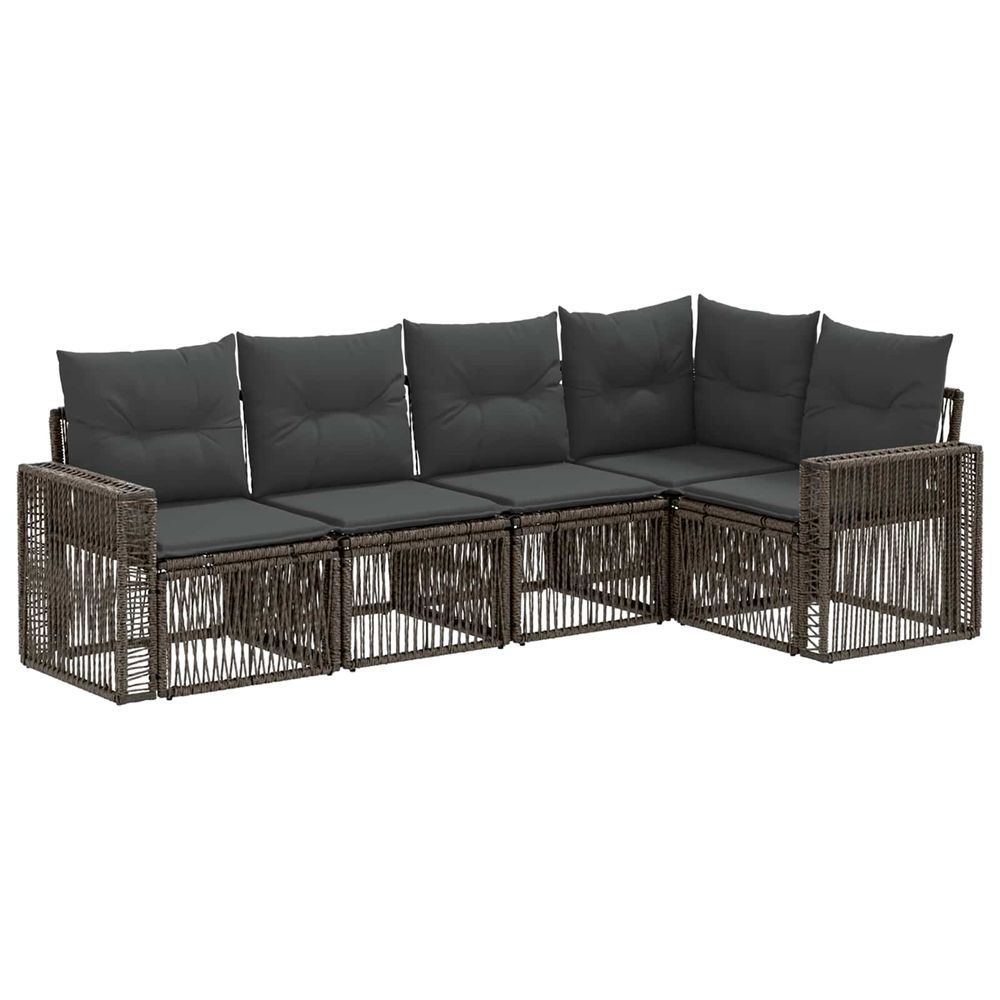 Ensemble de canapé de jardin 5 pc gris et gris foncé polyrotin