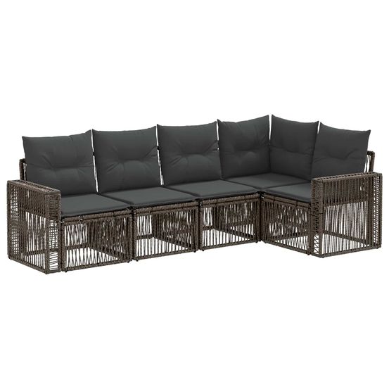 Ensemble de canapé de jardin 5 pc gris et gris foncé polyrotin