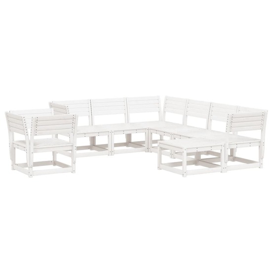 Salon de jardin 8 pcs blanc bois de pin massif